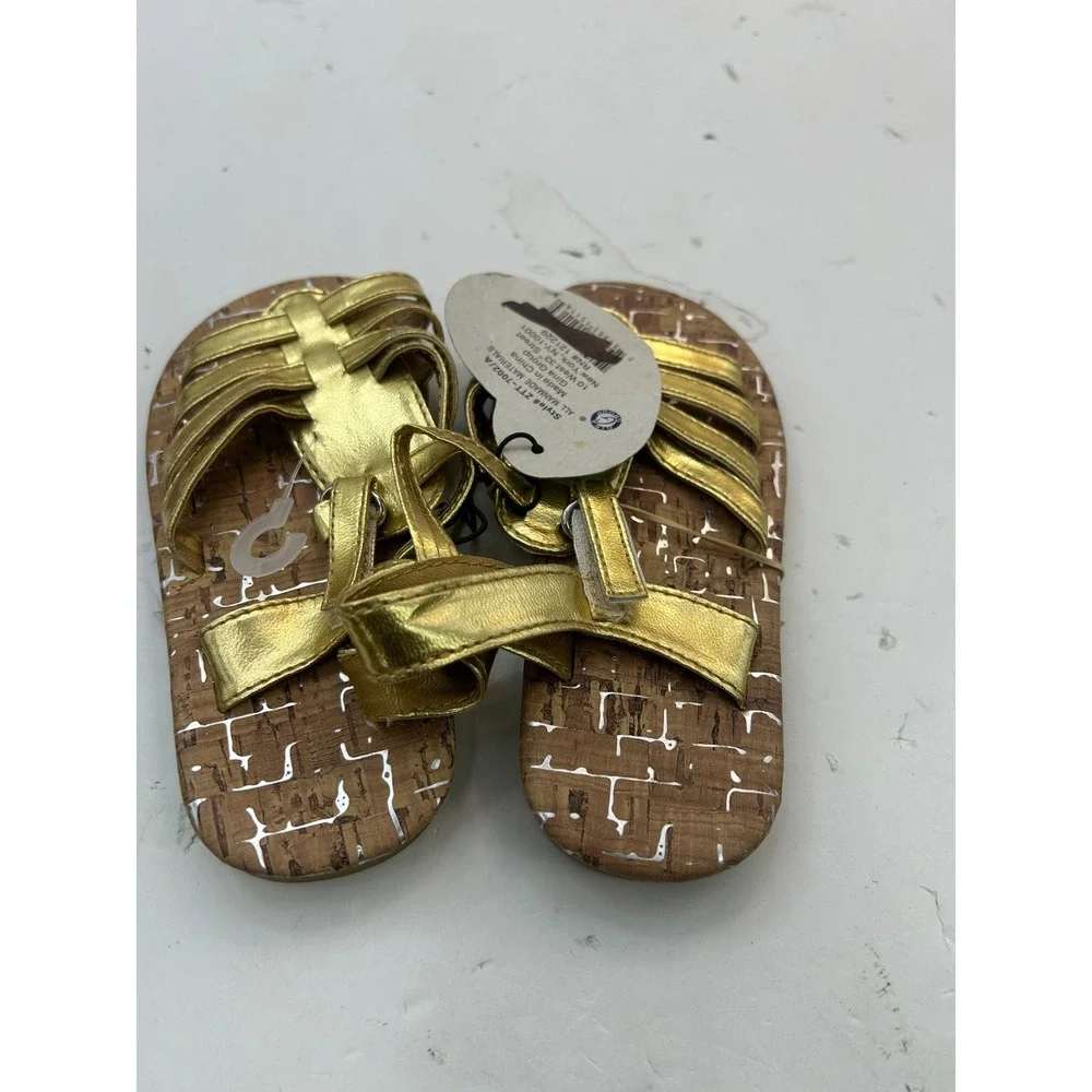 Gina Group Strappy Sandals Girls Size 9/10 Gold